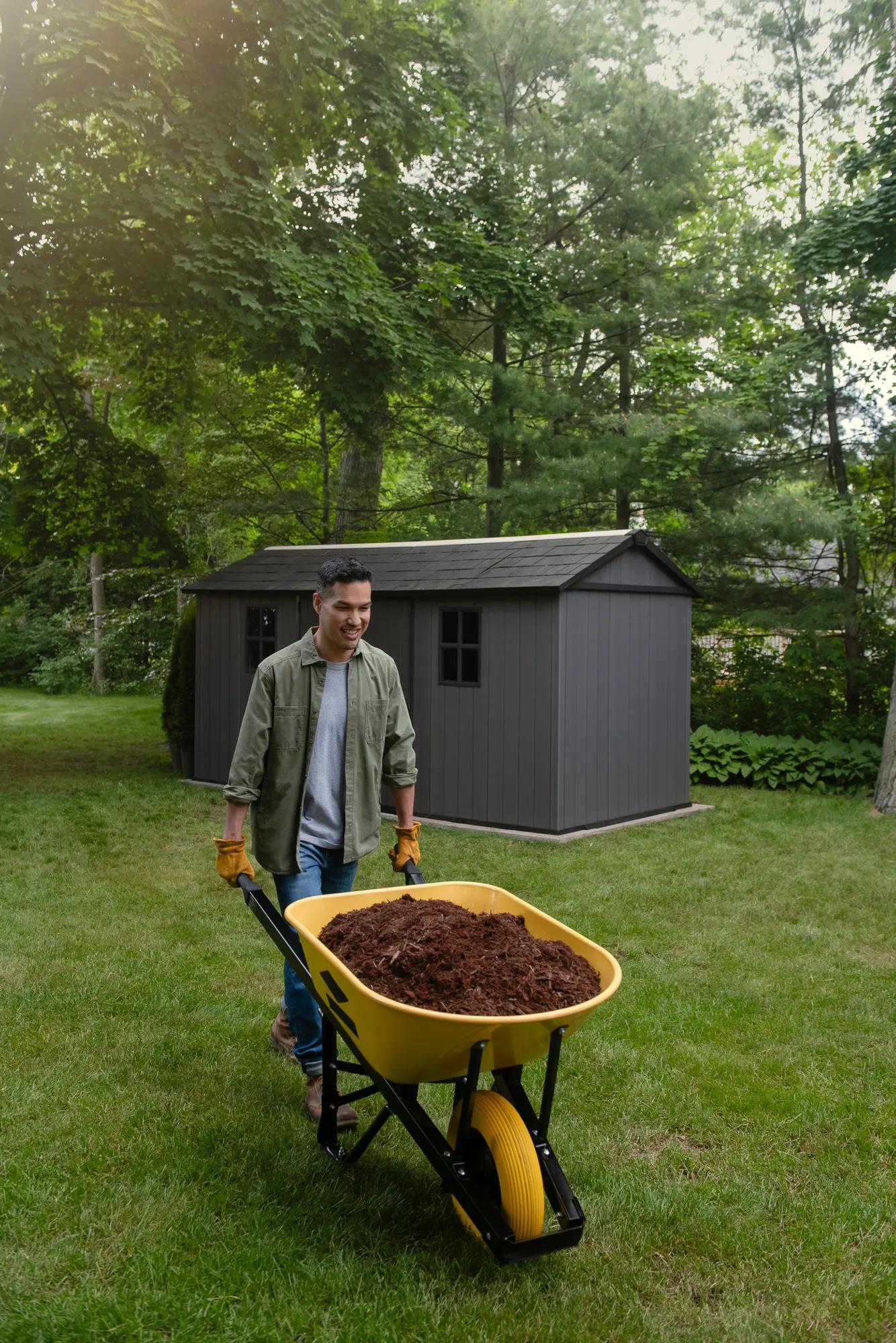 Newton Plus 7.5x15 Gartenhaus - 230x476x246cm - Grau
