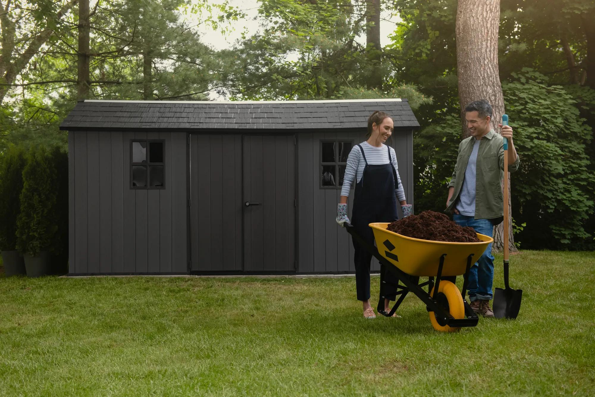 Newton Plus 7.5x15 Gartenhaus - 230x476x246cm - Grau