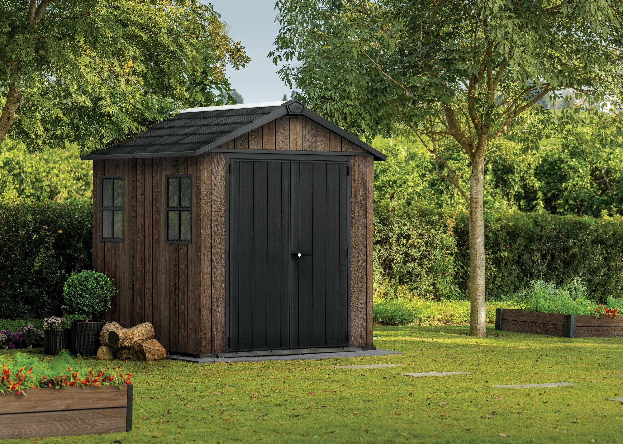 Apex 7.5x9 Gartenhaus - 230x287x246cm - Walnuss