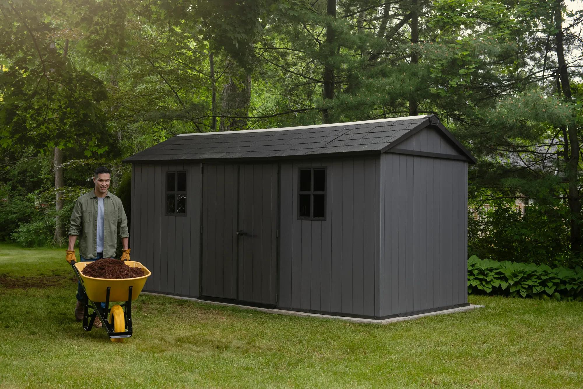 Newton Plus 7.5x15 Gartenhaus - 230x476x246cm - Grau