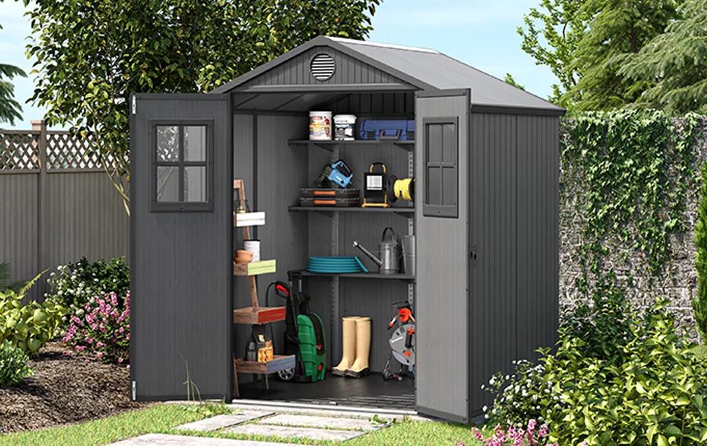Darwin 6x6 Gartenhaus - 190x183x221 cm - Grau