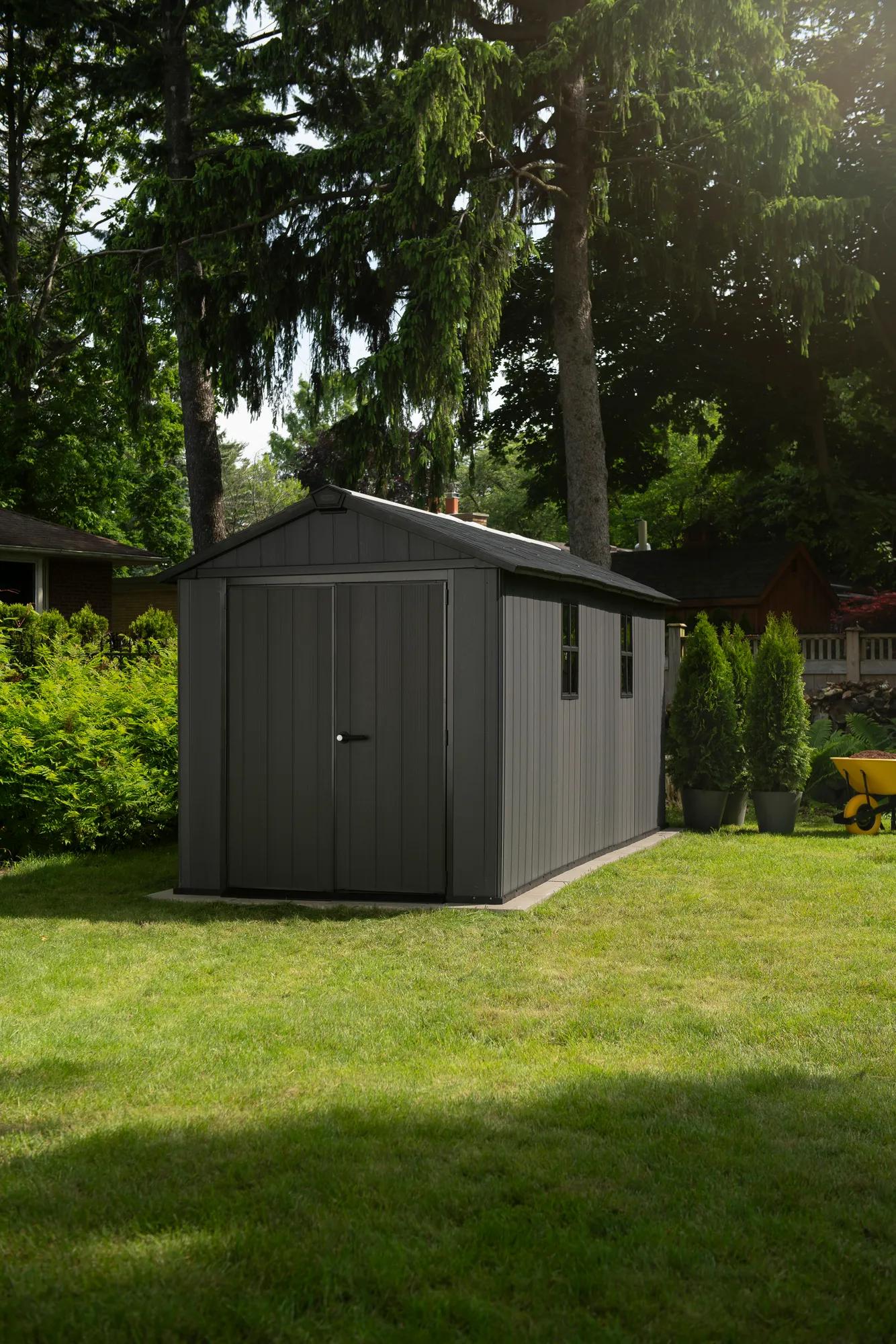 Newton Plus 7.5x15 Gartenhaus - 230x476x246cm - Grau