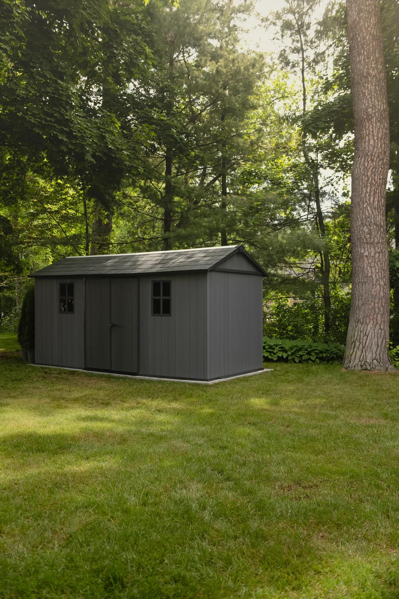 Newton Plus 7.5x15 Gartenhaus - 230x476x246cm - Grau