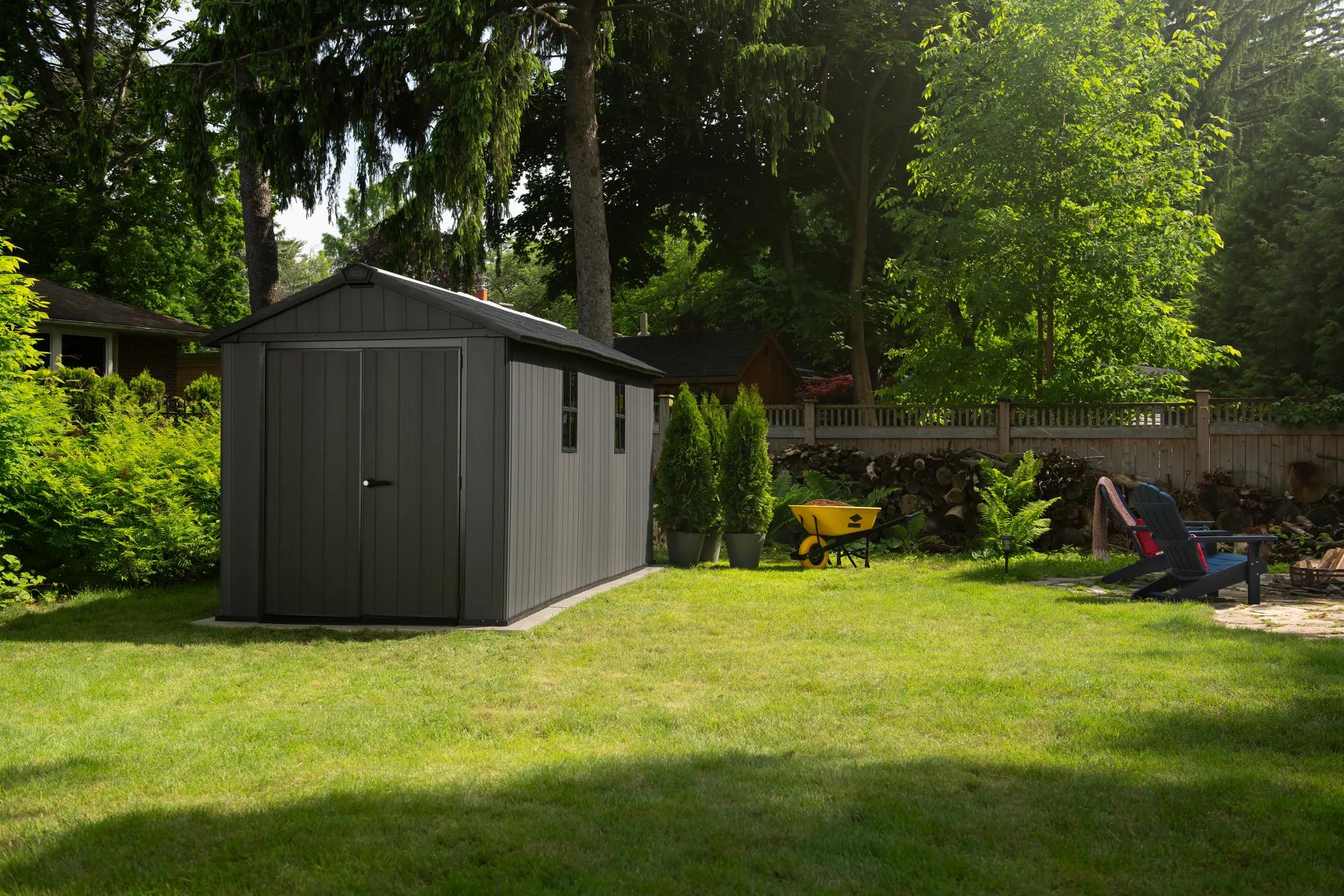 Newton Plus 7.5x15 Gartenhaus - 230x476x246cm - Grau