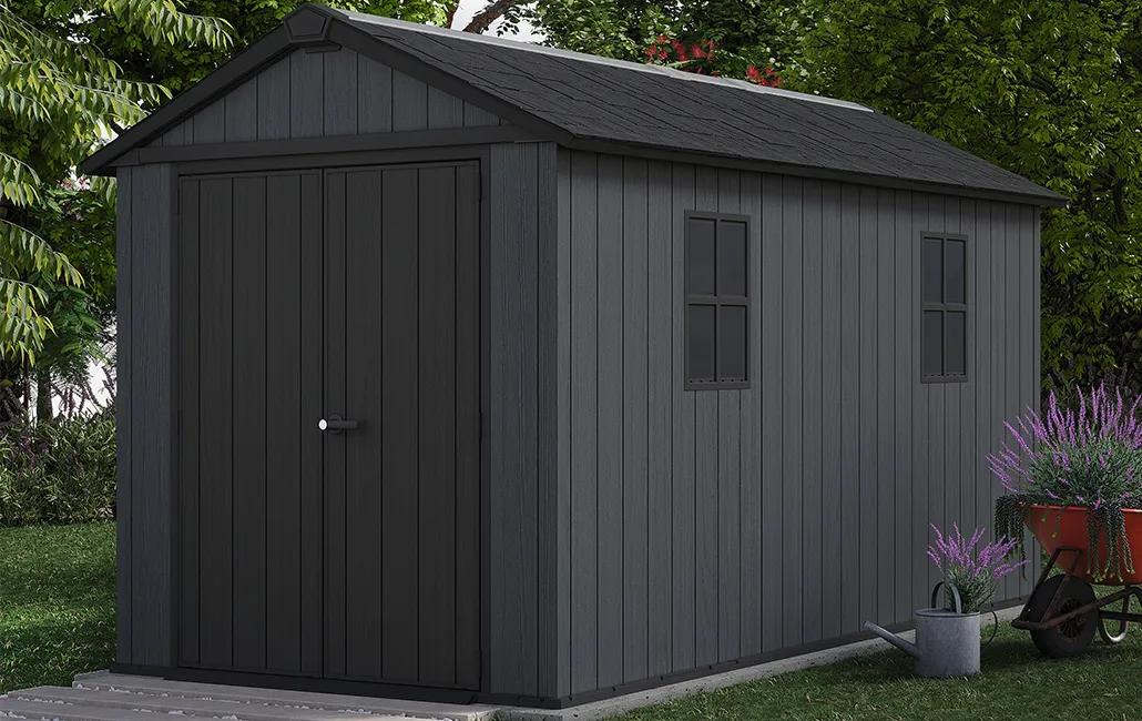 Newton Plus 7.5x13 Gartenhaus - 230x413x246cm - Grau