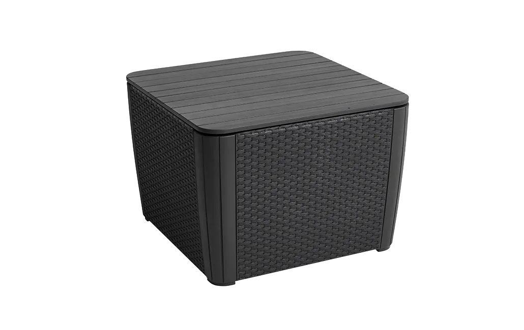 Luzon Plus Ablagetisch - Flache Rattanoptik - 57x57x43cm - Graphit