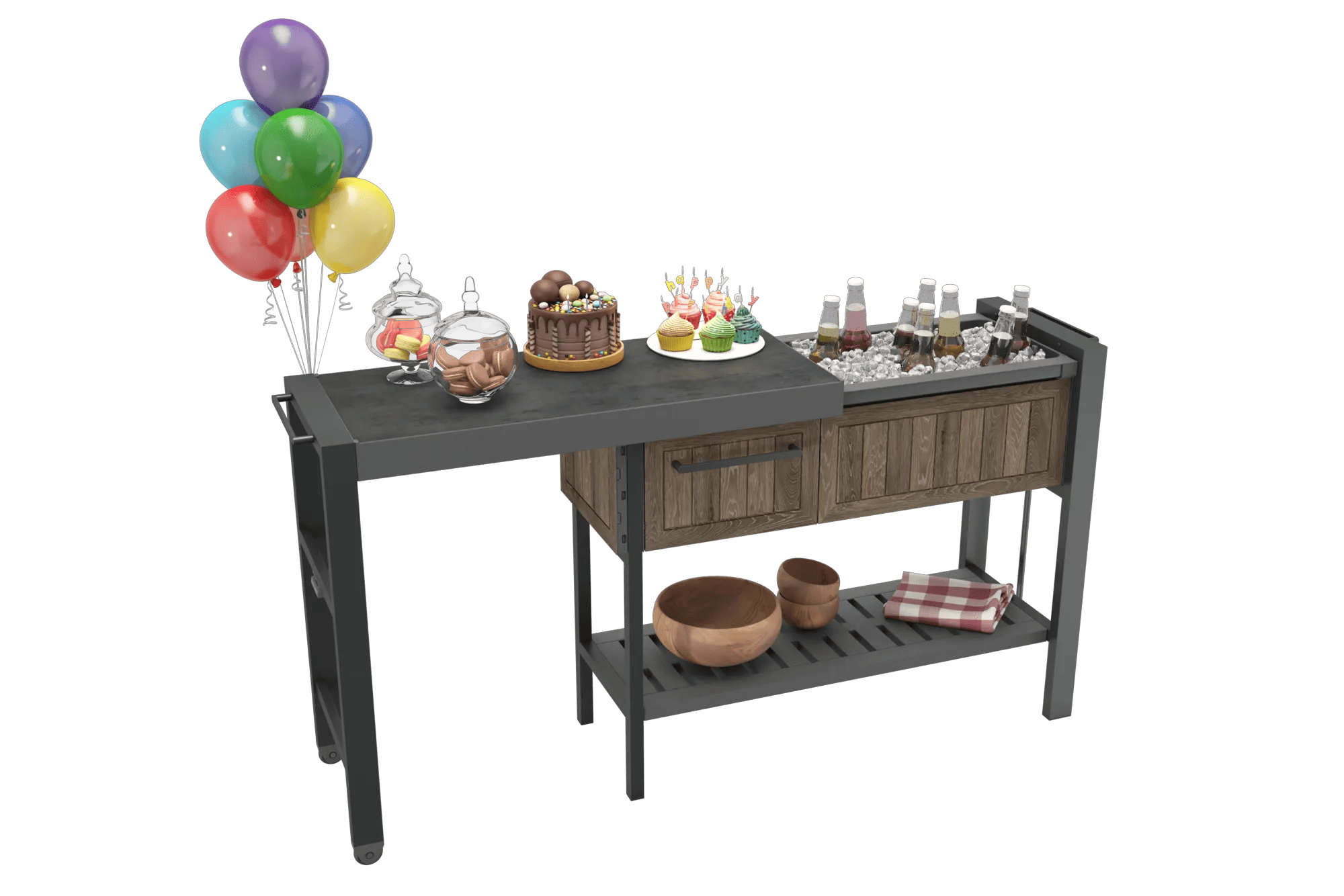 Ausziehbarer Partytisch - Walnuss