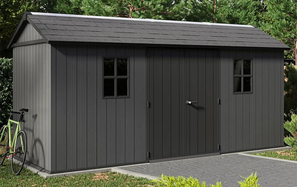 Newton Plus 7.5x15 Gartenhaus - 230x476x246cm - Grau