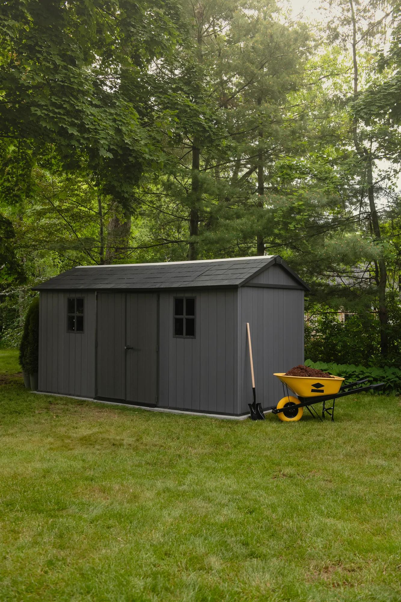 Newton Plus 7.5x15 Gartenhaus - 230x476x246cm - Grau