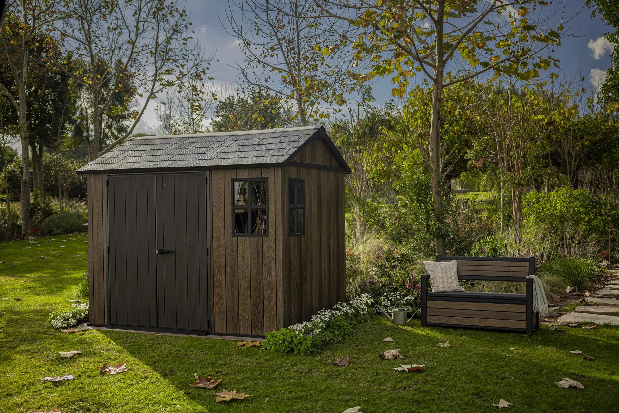 Apex 7.5x9 Gartenhaus - 230x287x246cm - Walnuss