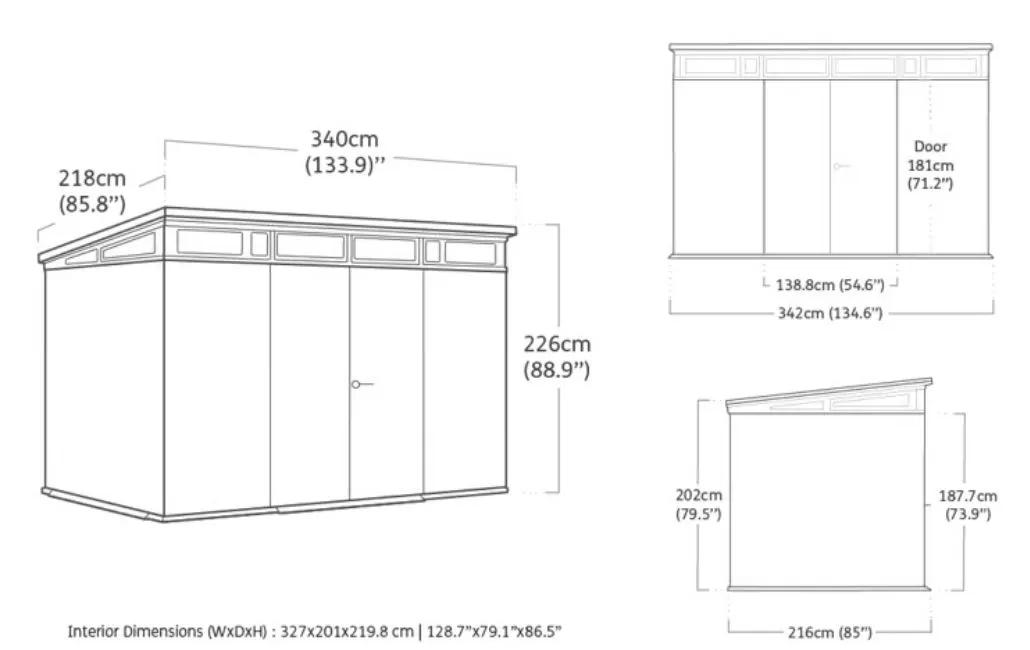 Signature 11x7 Gartenhaus - 340x218x226 cm - Walnuss