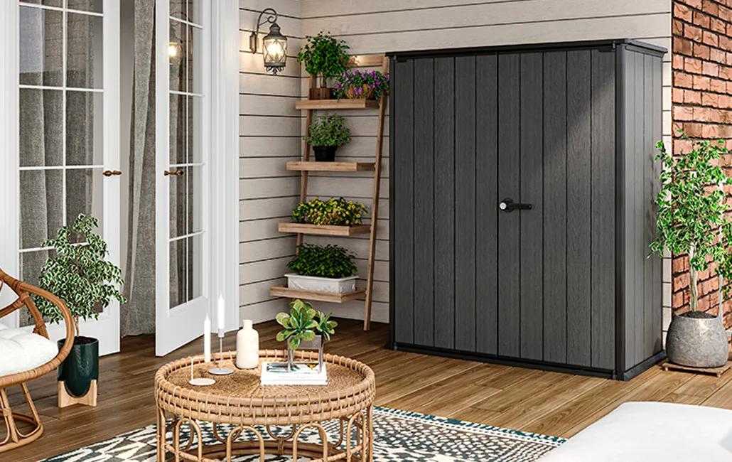 Cortina Alto 1400L Gartenschrank - 140x73.6x170.4cm - Grau
