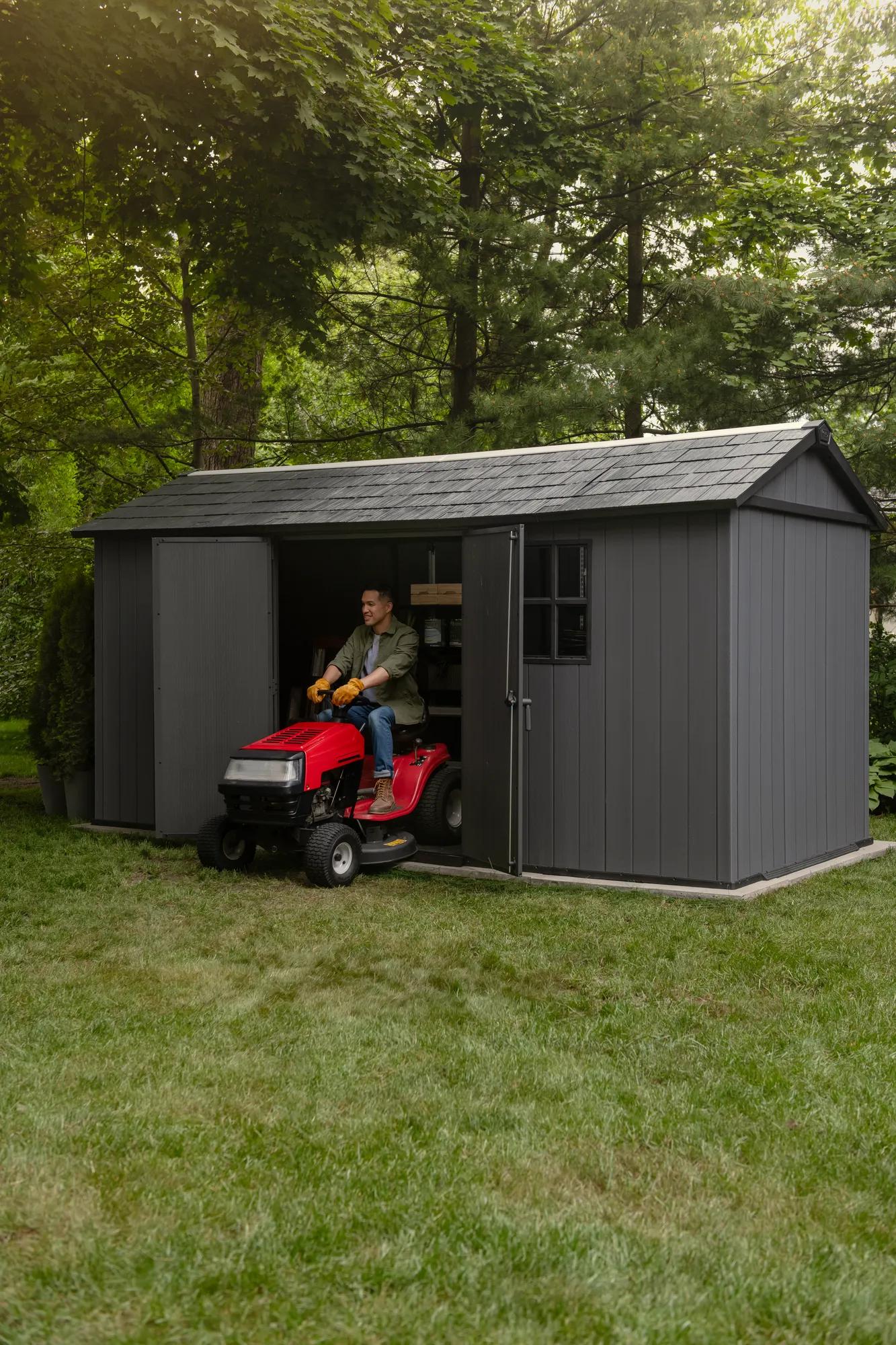 Newton Plus 7.5x15 Gartenhaus - 230x476x246cm - Grau