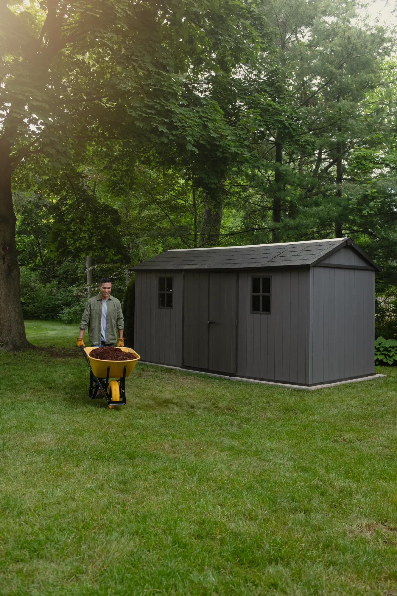 Newton Plus 7.5x15 Gartenhaus - 230x476x246cm - Grau