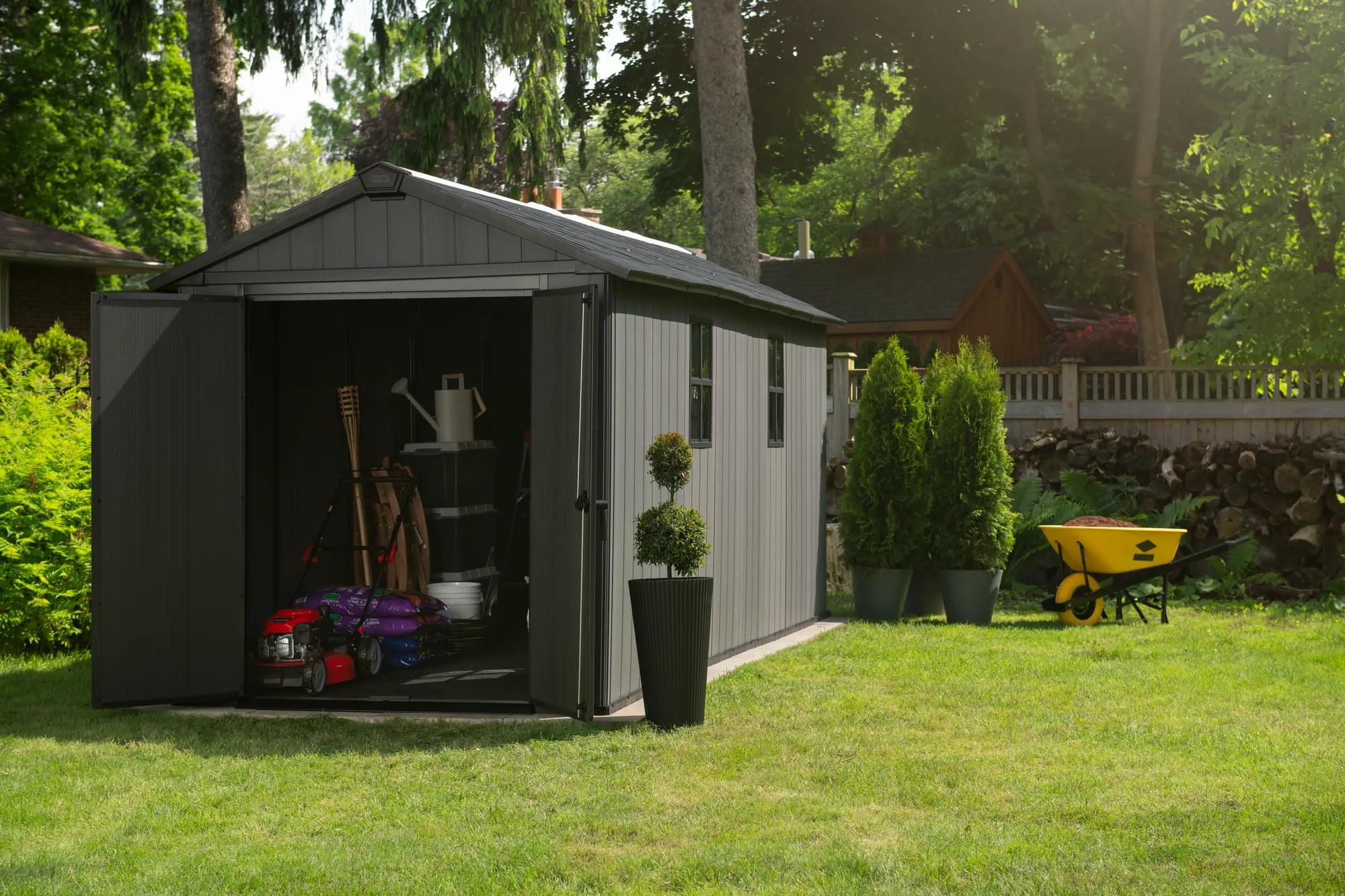 Newton Plus 7.5x15 Gartenhaus - 230x476x246cm - Grau