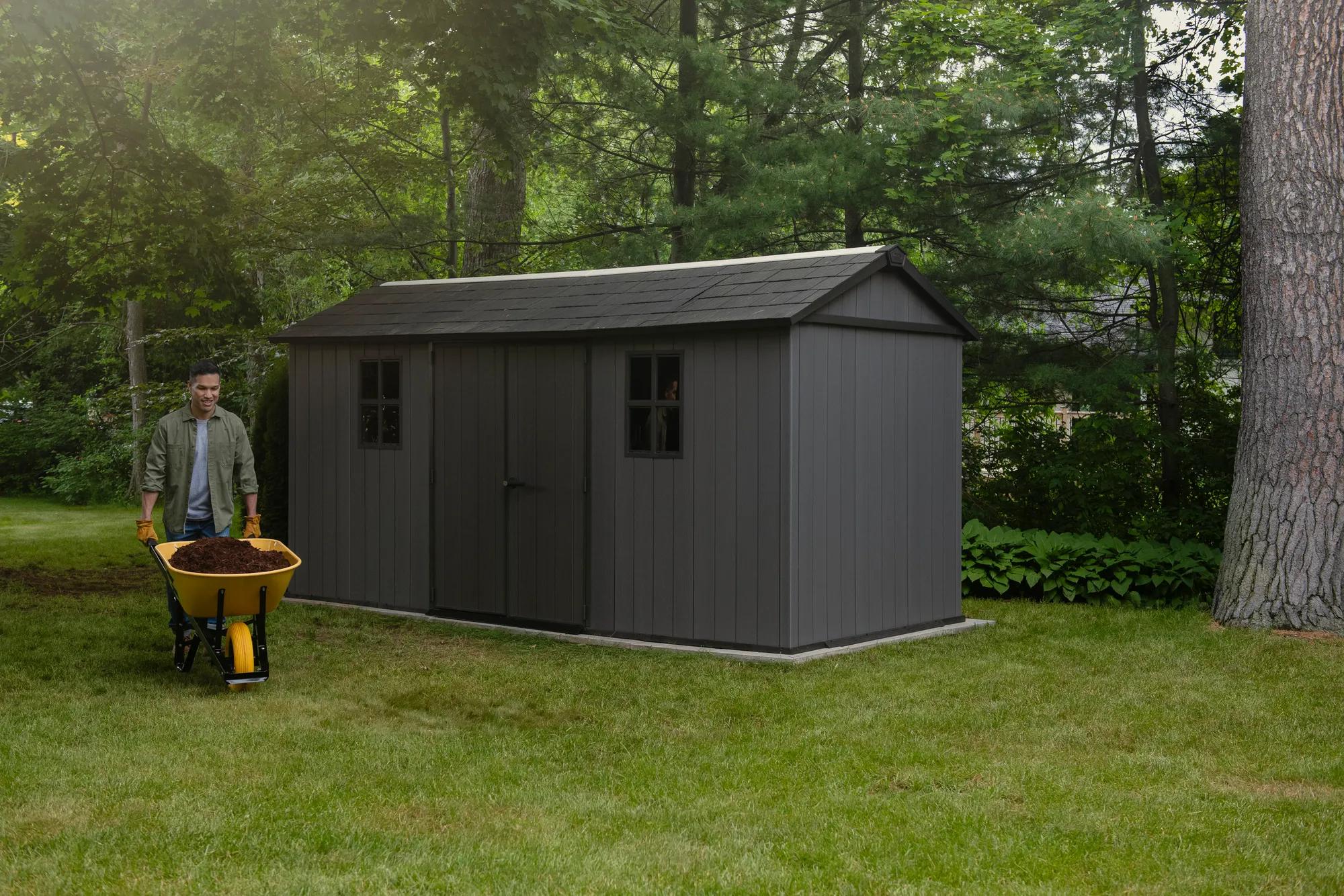 Newton Plus 7.5x15 Gartenhaus - 230x476x246cm - Grau