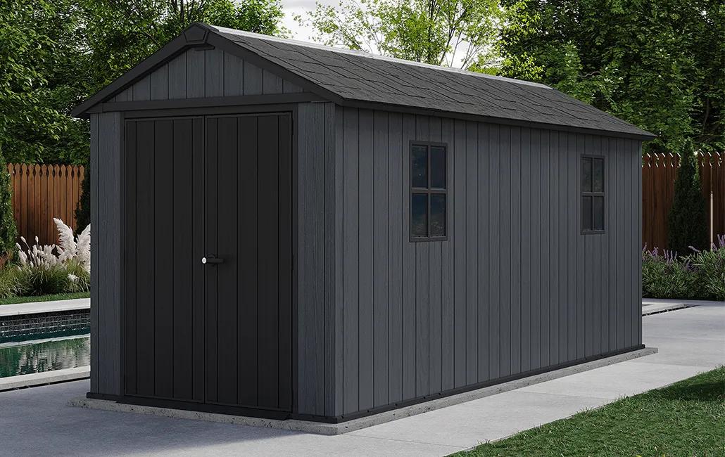 Newton Plus 7.5x15 Gartenhaus - 230x476x246cm - Grau
