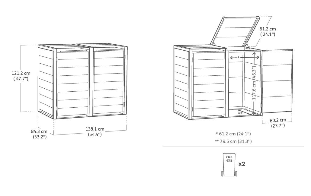 Hide Away 240L Multifunktionsbox  - Grau