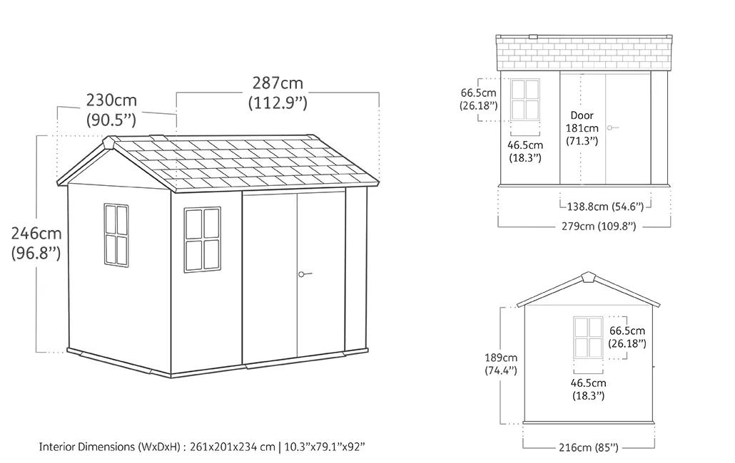Apex 7.5x9 Gartenhaus - 230x287x246cm - Walnuss