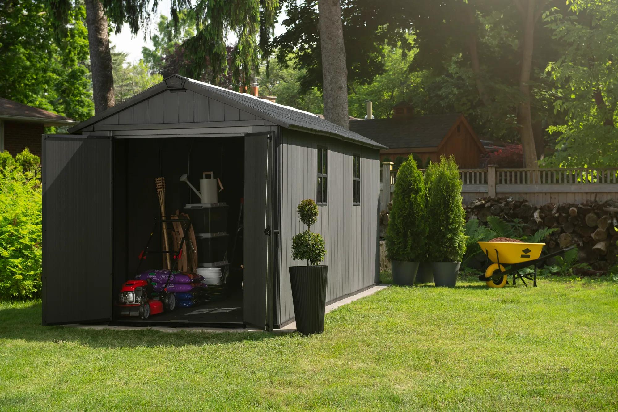 Newton Plus 7.5x15 Gartenhaus - 230x476x246cm - Grau